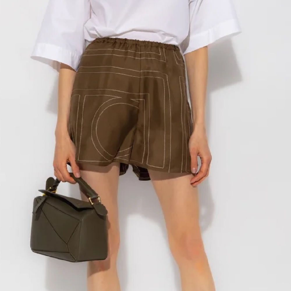 Toteme Brown Geometric Pattern Shorts